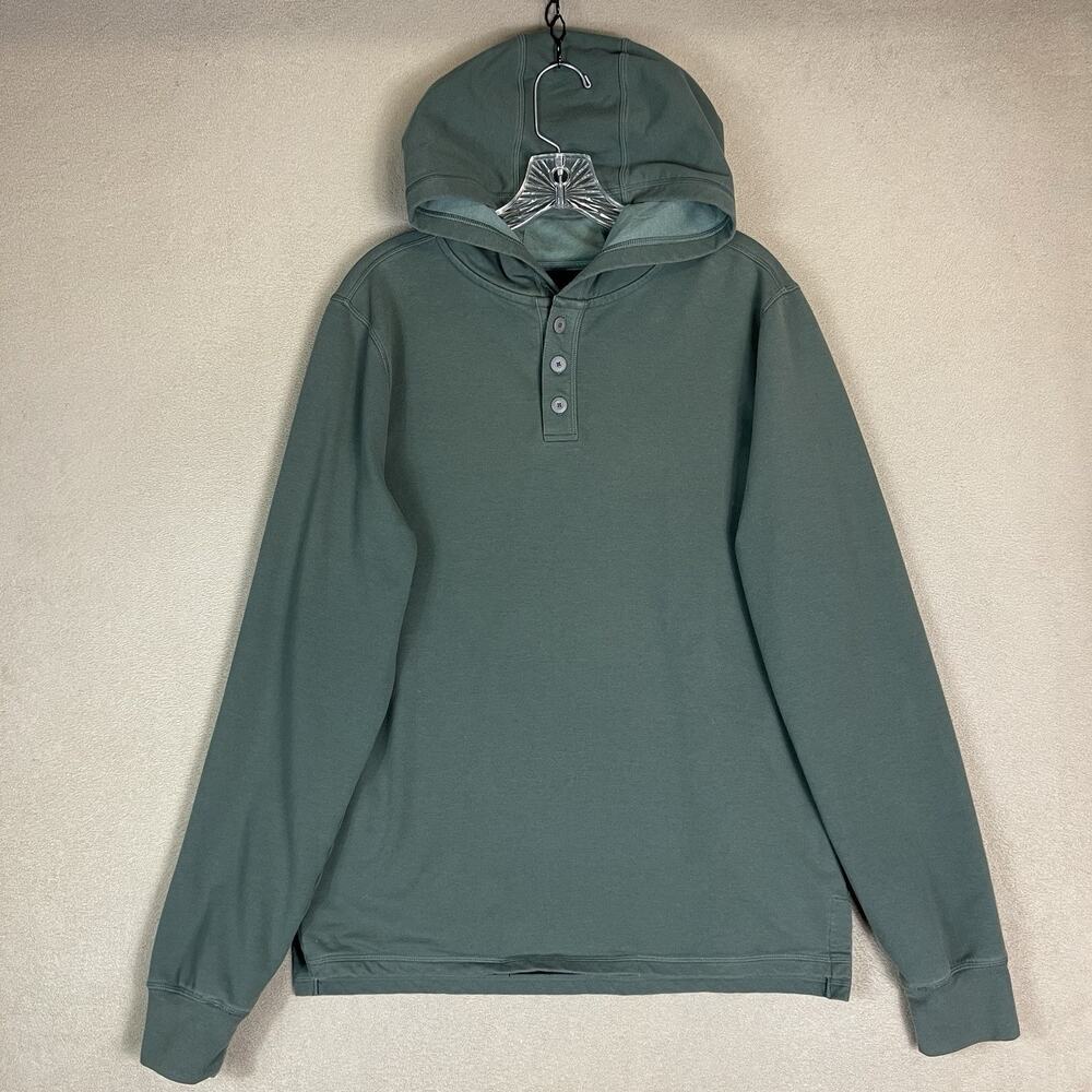 Manduka Hoodie Womens M Green Button Up Long Sleeve Pockets Pullover Sweatshirt